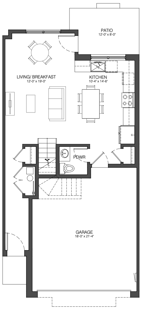 a floor plan of a small house with a garage